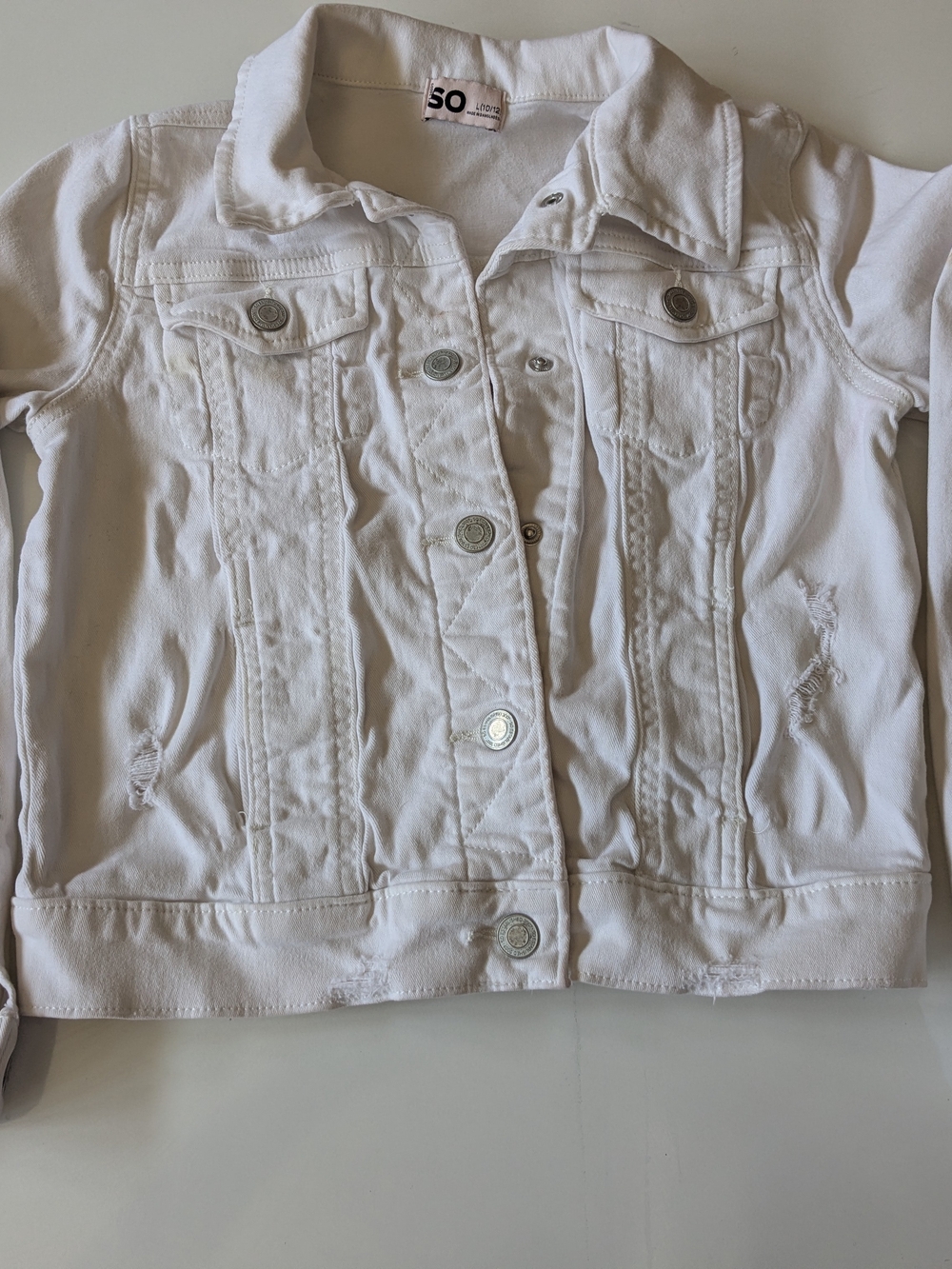SO White Girls' Denim-Style Jacket with Button Front